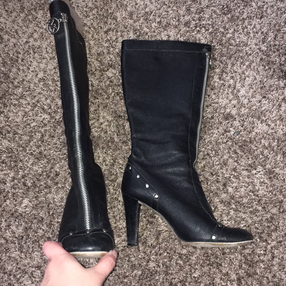 Michael Kors Black Studded Heeled Boots